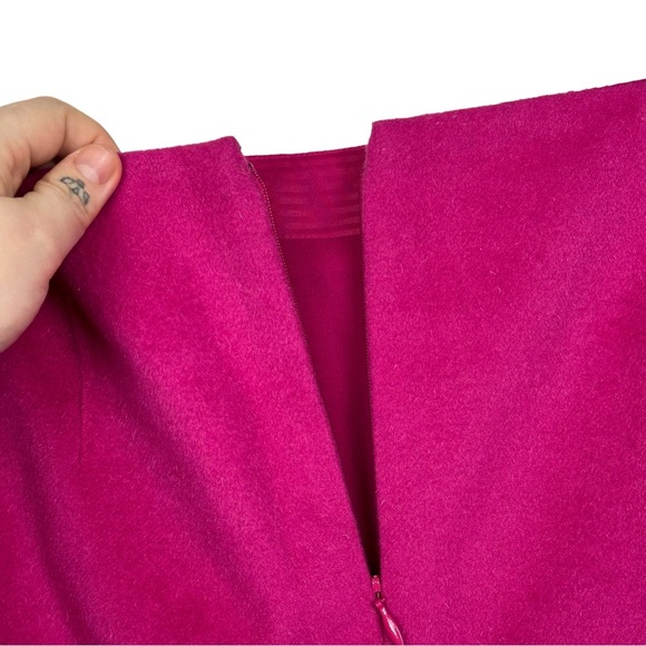 The Limited Textured Fur Wool Blend A Line Lined Career Mini Pencil Skirt Pink - Picture 7 of 11